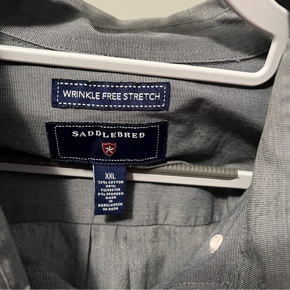 Saddlebred XXL Wrinkle Free Stretch Men’s Button Down - Medium Gray - Picture 3 of 4